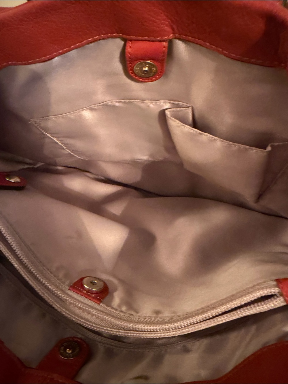 Coach Red Leather Tote with Gold Hardware - Picture 7 of 13